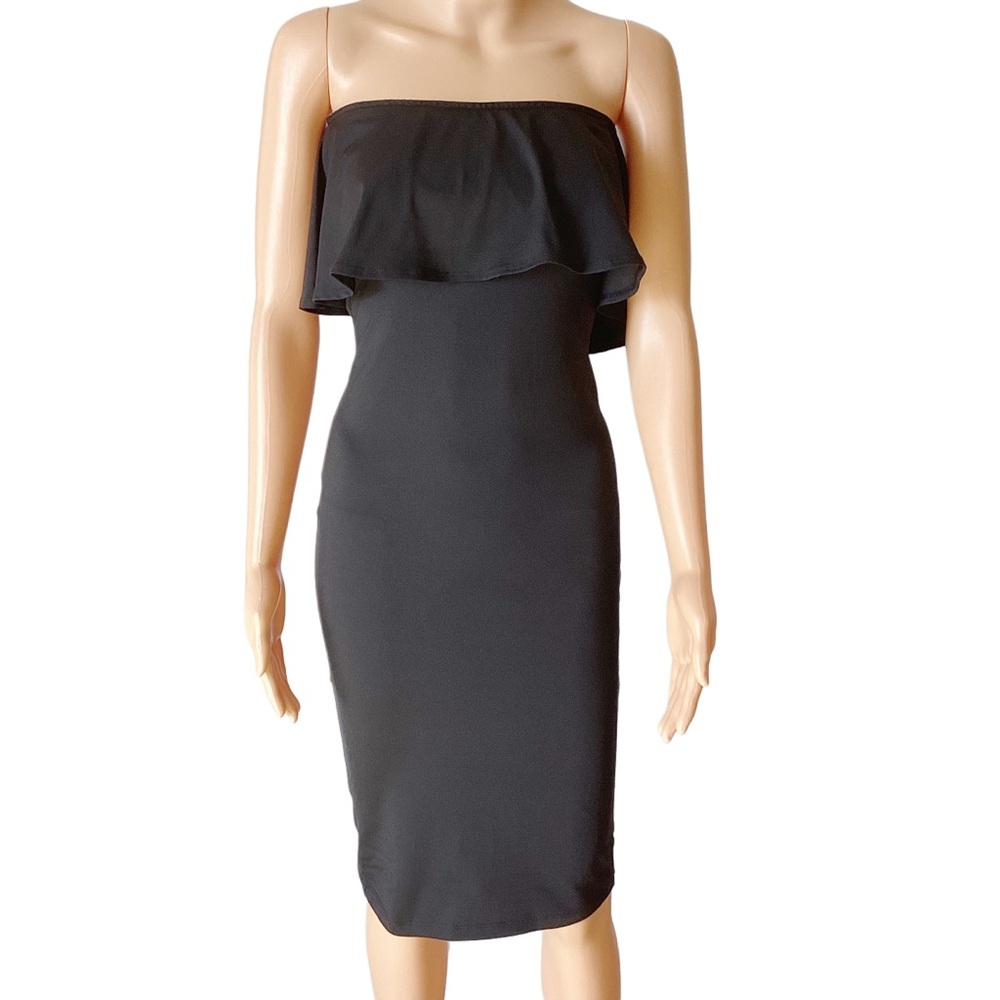 EUC Donna Mizani Black Strapless Bodycon Dress M